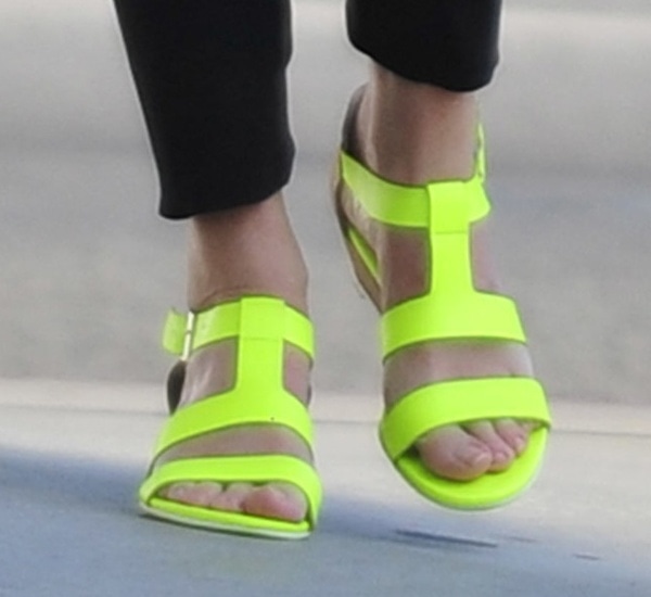Emily Blunt wearing Nanette Lepore 'Absolute Wonder' Wedges in Neon Yellow