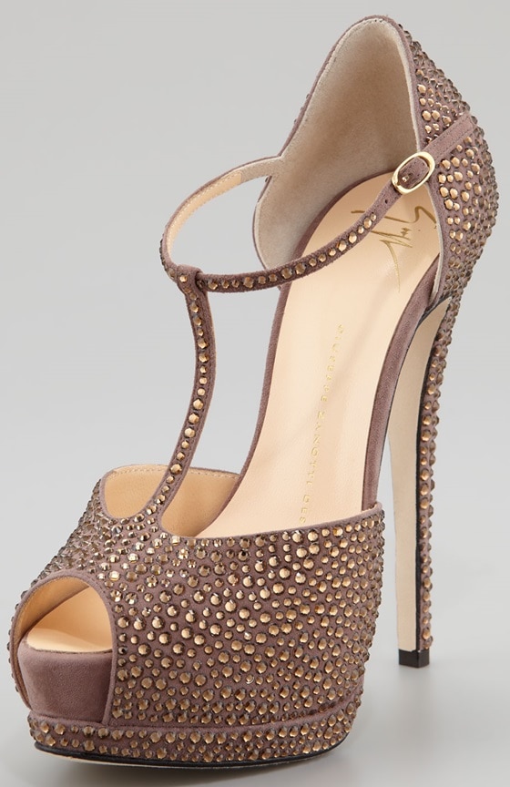Giuseppe Zanotti Strass T-Strap Platform Sandals