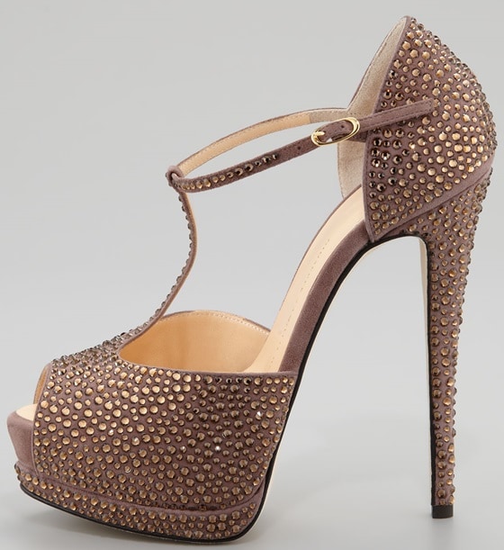 Giuseppe Zanotti Strass T-Strap Platform Sandals