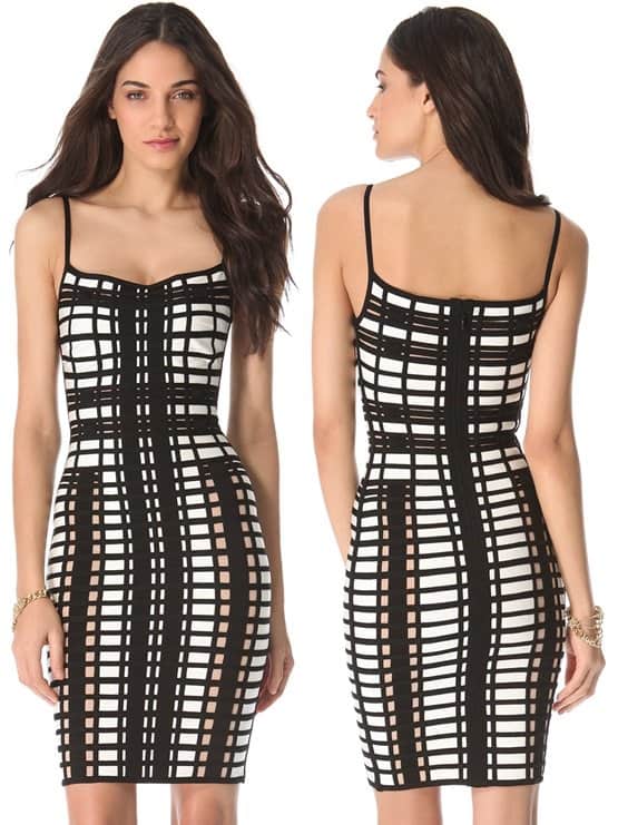 Hervé Léger Checkered Above-the-Knee Dress
