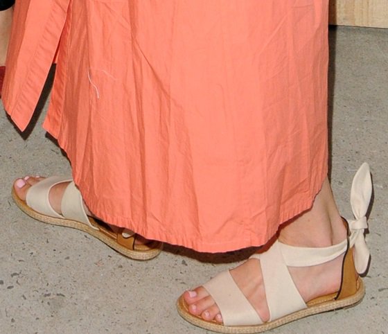 Mamie Gummer in ankle-tie flatforms from SeaVees