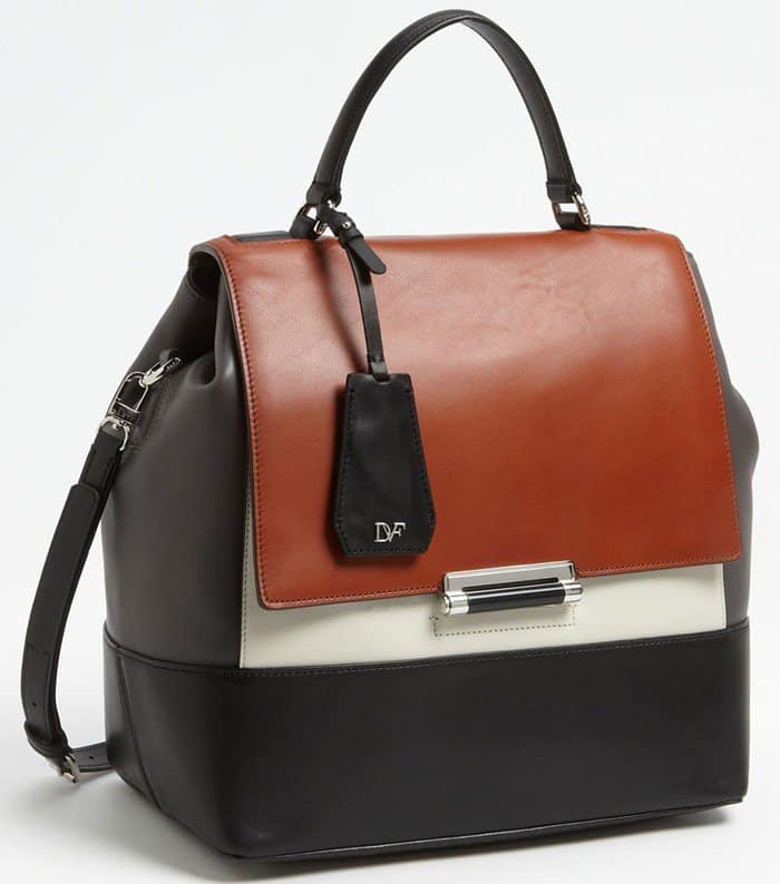 Diane von Furstenberg's '440 Top Handle' Colorblock Satchel is a stylish addition to any wardrobe ($545)