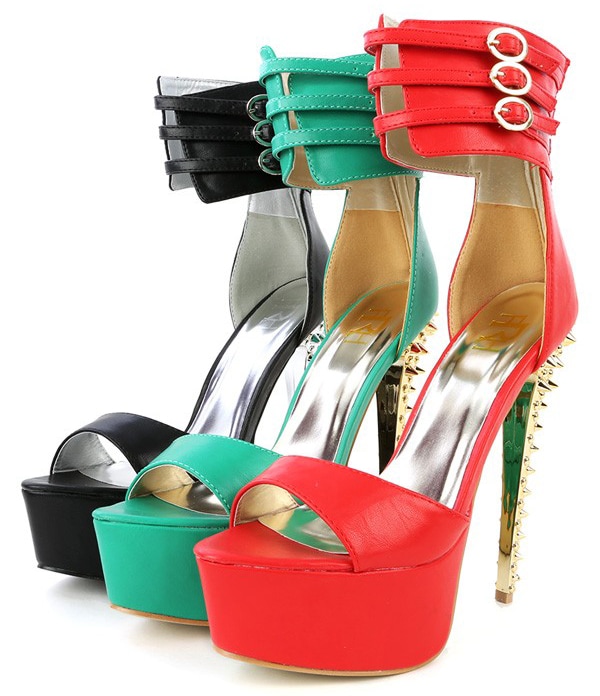 Dior-01 Ankle-Cuff Spike Platform Heels