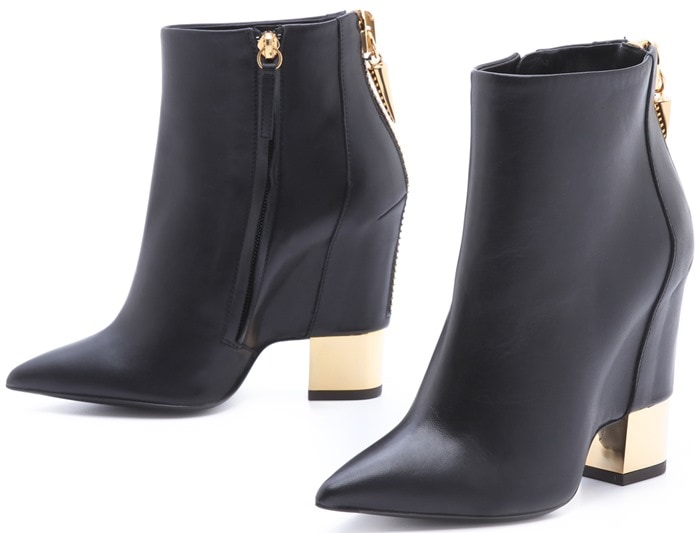 Giuseppe Zanotti Leather Booties with Gold Metal Heel