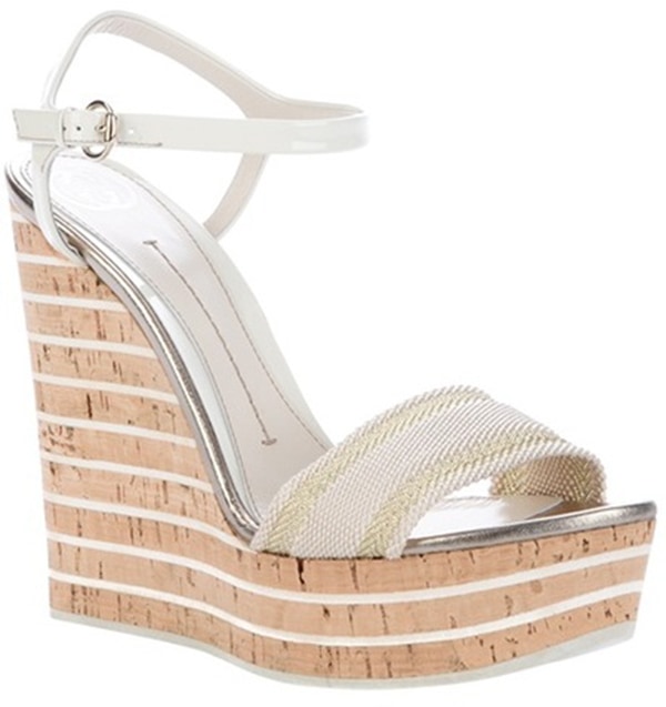 Gucci Vintage Web Wedge Sandals