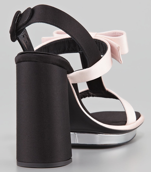 Prada Satin Bow T-Strap Sandals in Pink