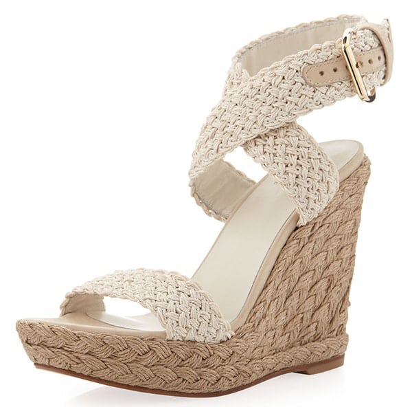 Stuart Weitzman "Alex" Wedges in Ivory