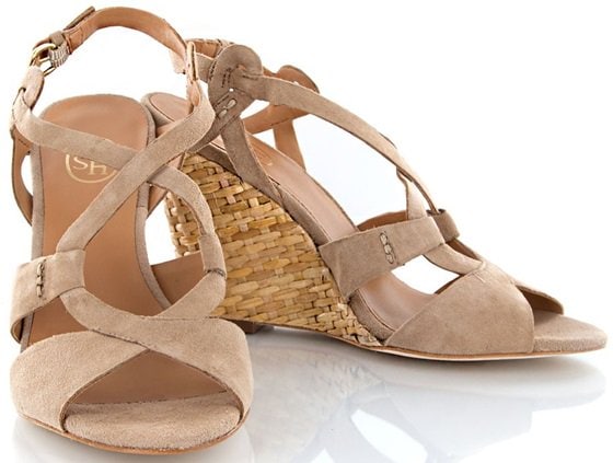 Ash Jade Wedge Sandals in Chamois Suede