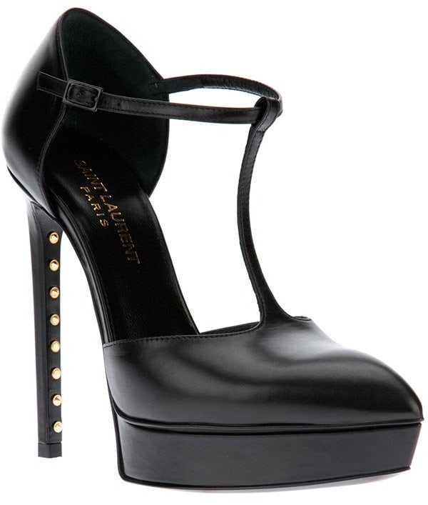 Saint Laurent Janis T-Strap Platform Pumps in Black