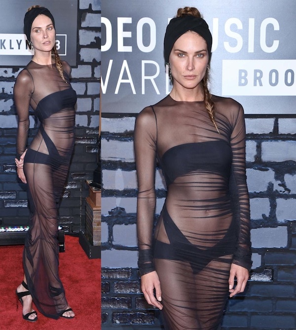 Erin Wasson showed us a lot of herself in her see-through dress paired with Giuseppe Zanotti sandals at the 2013 MTV Video Music Awards