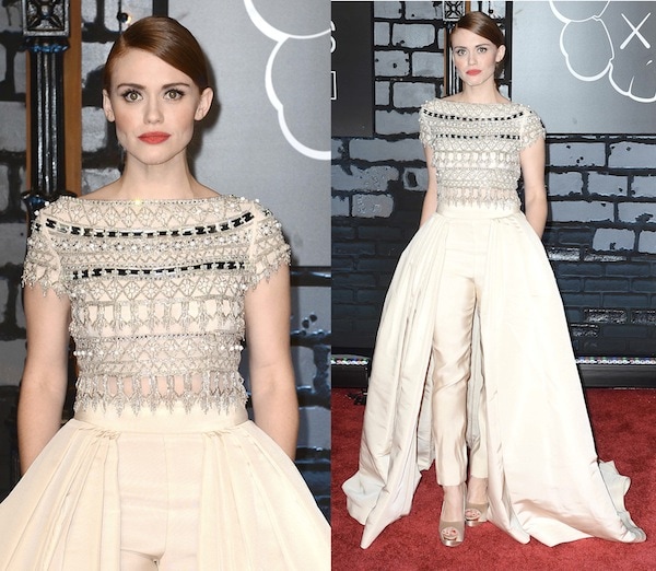 Holland Roden in Naeem Khan and Rupert Sanderson "Hydra" pumps at the 2013 MTV Video Music Awards