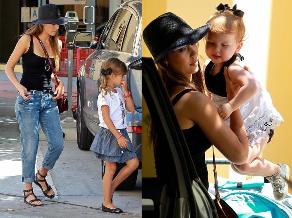 Jessica Alba enjoys a shopping day in West Hollywood with her stylish daughters, Honor and Haven