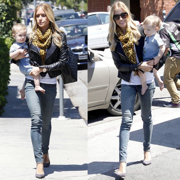 Fashion Savvy: Kristin Cavallari showcases her flair for fashion with a perfectly fitting pair of whiskered Rag Bone skinny jeans, demonstrating her knack for selecting styles that flatter her slender figure