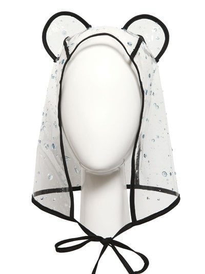 A similar accessory to Lindsay's, the Maison Michel Lara PVC Ears with Drops Silk Trim Hat