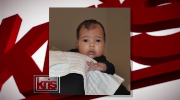 Baby North West in the first publicly released photo shown on Kris Jenner's talk show in August 2013