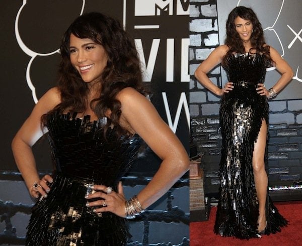 Paula Patton in a shimmery outfit at the 2013 MTV Video Music Awards
