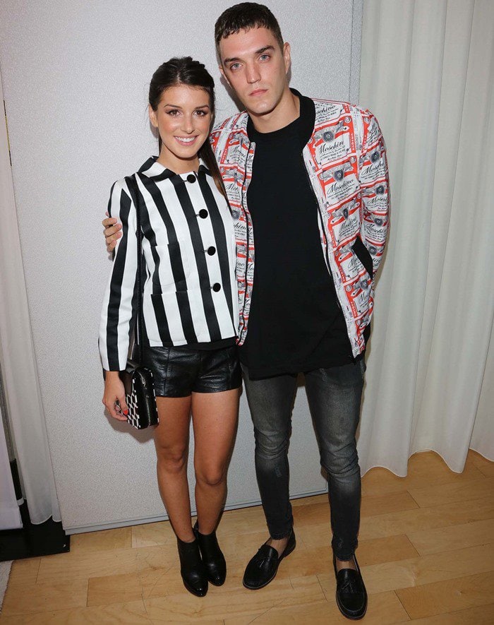 Shenae Grimes alongside Josh Beech, showcasing a striking pattern mix at the InStyle Summer Soiree, Mondrian Hotel, Los Angeles, August 15, 2013
