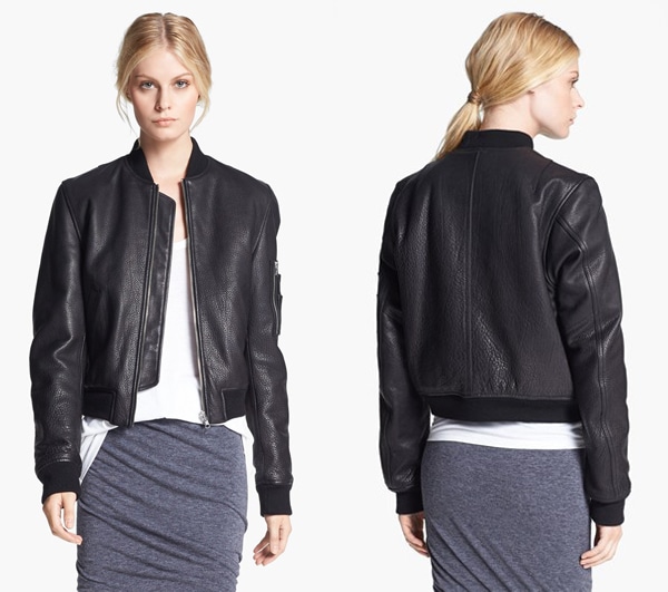 T by Alexander Wang Reversible Leather Nylon Bomber Jacket