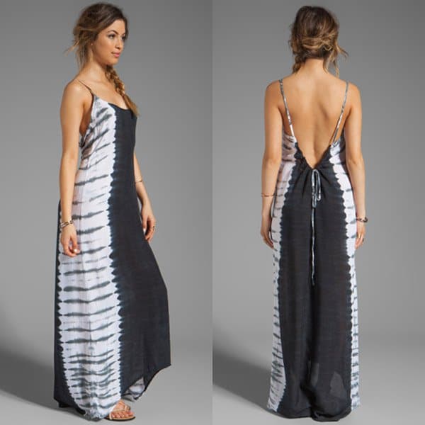 Capture the Look: Tiare Hawaii’s Sandy maxi dress in sleek black/white/gray available for $105 – as seen on Heidi Klum