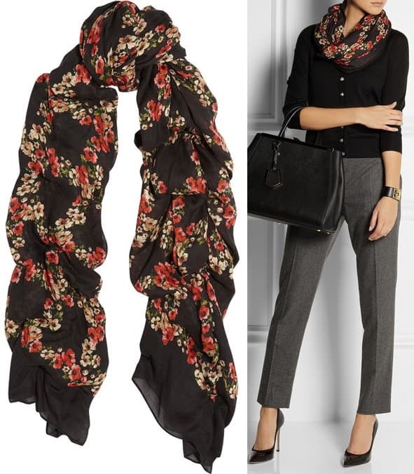 Chic Dolce Gabbana floral scarf in a sumptuous modal-cashmere blend, available for $895
