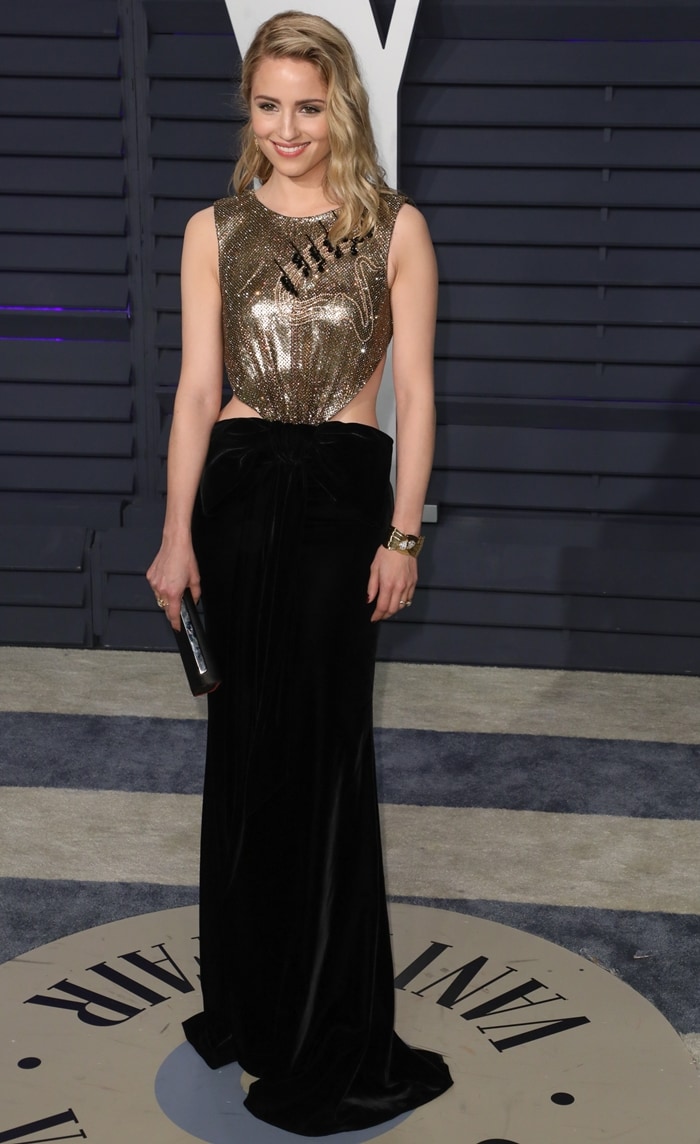 Dianna Agron looked glamorous on the carpet at the 2019 Vanity Fair Oscar Party
