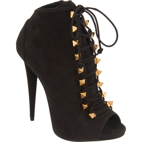 Giuseppe Zanotti Pyramid Stud Lace-Up Booties in Black
