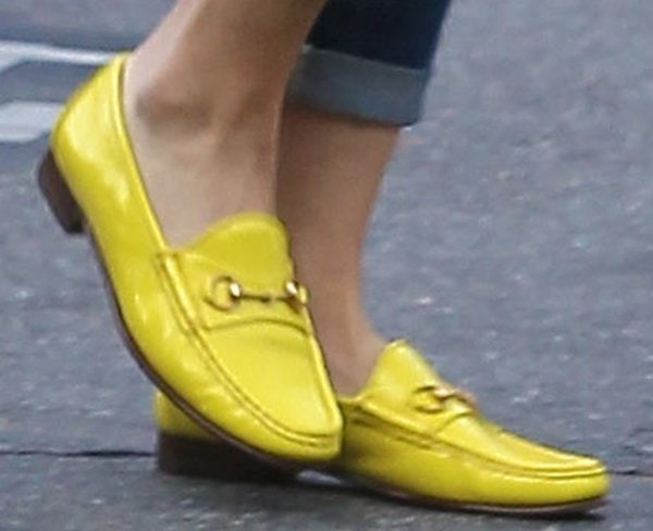 Gwen Stefani turns heads with her sunny yellow Gucci loafers, making a vibrant statement on the streets of Los Angeles