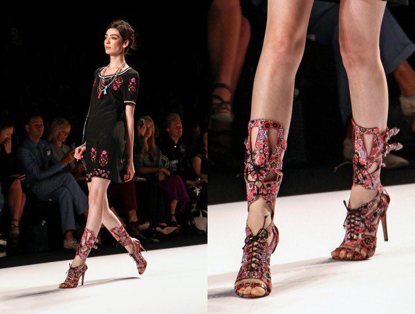 Mercedes-Benz New York Fashion Week Spring/Summer 2014 - Rebecca Minkoff Gladiator sandals with floral prints and corset laces