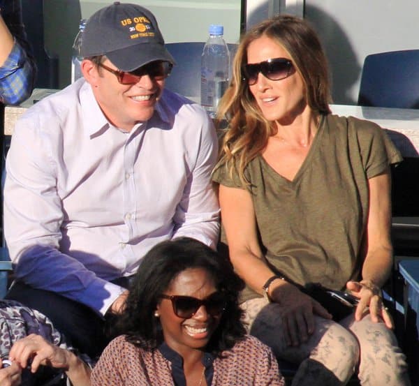 Sarah Jessica Parker at the Women's Final at the 2013 Tennis US Open with her husband Matthew Broderick in New York