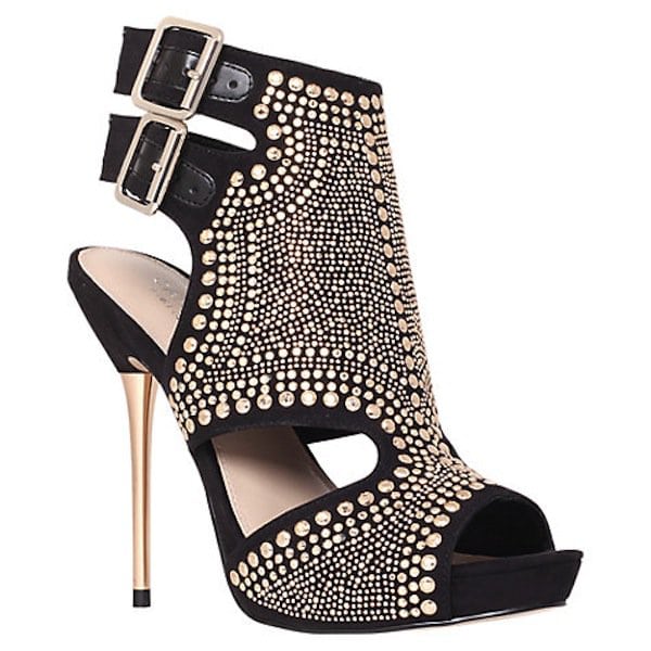 Carvela Gyrate Heeled Sandals in Black/Gold
