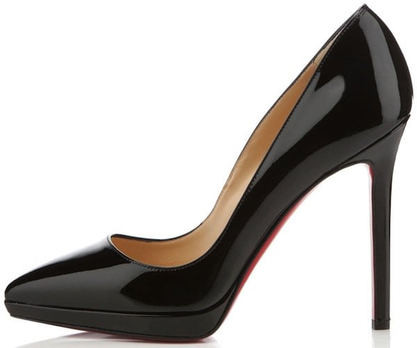 Christian Louboutin "Pigalle Plato" 120 Patent Leather Platform Pumps in Black