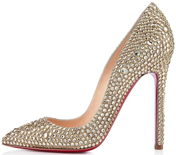 Christian Louboutin "Pigalle Strass" Pumps in Gold