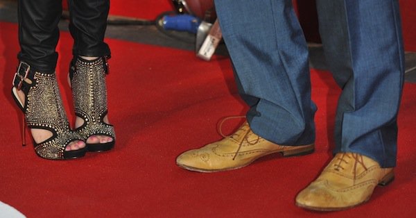 Hayley in Carvela Gyrate studded sandals in and David Hasselhoff in classic brown oxfords