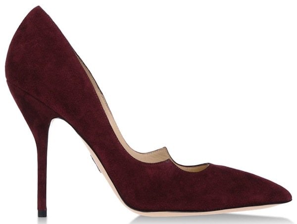 Paul Andrew "Zenadia" Suede Peaked-Vamp Pointed-Toe Pumps in Deep Purple