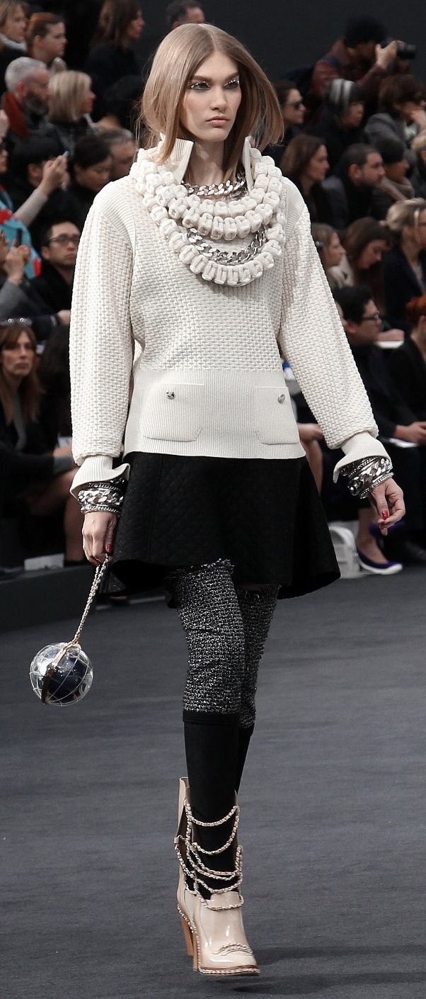 Chain biker boots seen at Chanel's Fall 2013 runway show