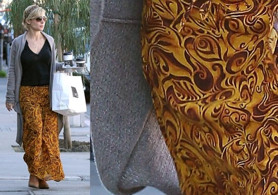 Elsa Pataky wore the skirt with a long grey cardi, slouchy boots, and a V-neck top