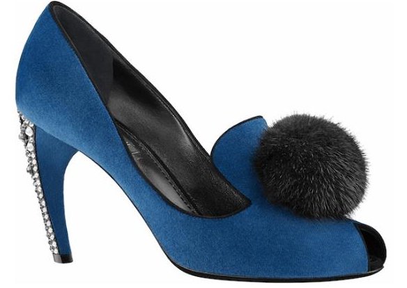 Louis Vuitton Frill Pompom Pumps in Bleu