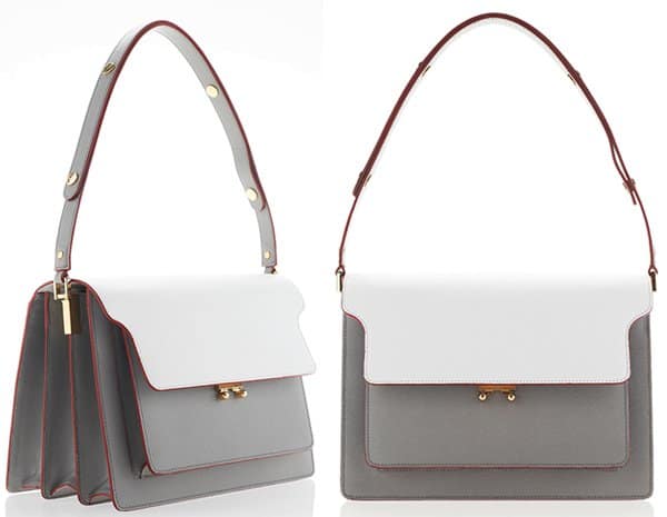 Marni Leather Shoulder Bag Diamante-Grey