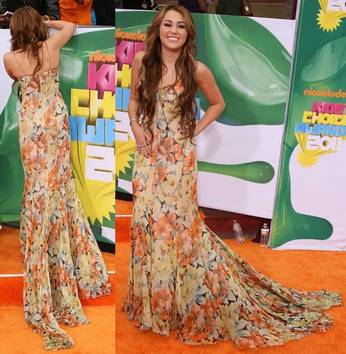 Miley Cyrus looked flawless in a Dolce  Gabbana gown at Nickelodeon's 2011 Kids Choice Awards
