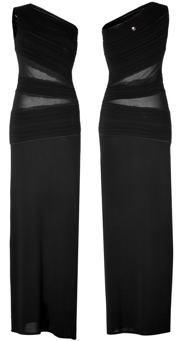 Roberto Cavalli Sheer-Panel Gown in Black