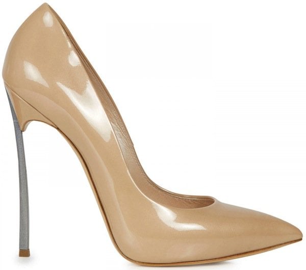 Casadei Nude Patent Leather "Blade" Pumps