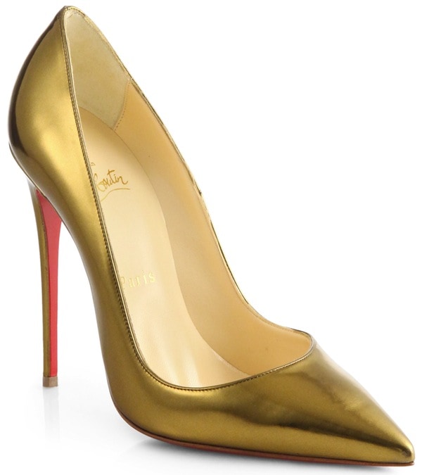 Christian Louboutin Gold "So Kate" Specchio Leather Pumps
