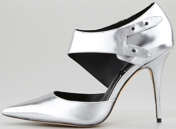 Elizabeth and James Silver Metallic Cutout Pumps
