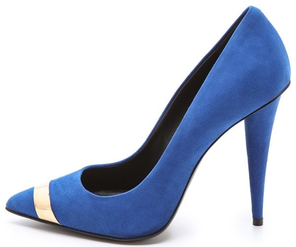 Giuseppe Zanotti Cap Toe Pumps in Blue Suede