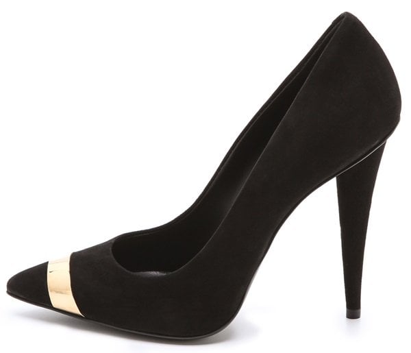 Giuseppe Zanotti Cap Toe Suede Pumps in Black Suede