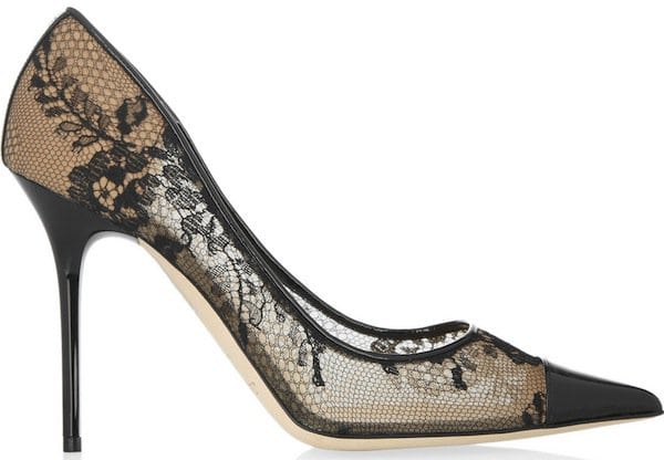 Jimmy Choo "Amika" Lace and Mesh Pumps