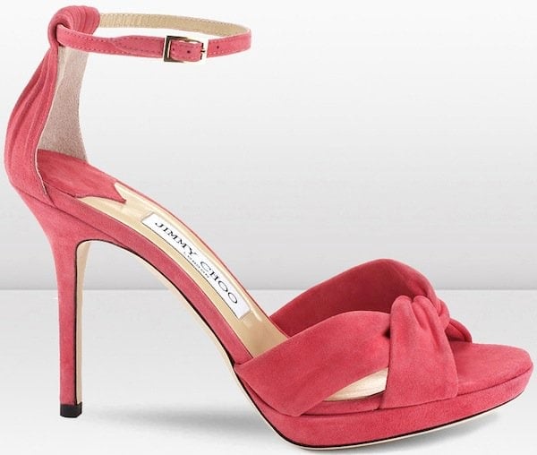 Jimmy Choo "Marion" Platform Sandals in Geranium Suede