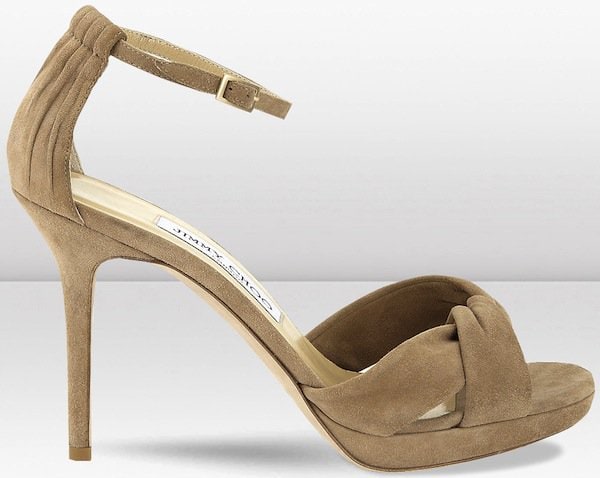 Jimmy Choo "Marion" Platform Sandals in Nude Suede
