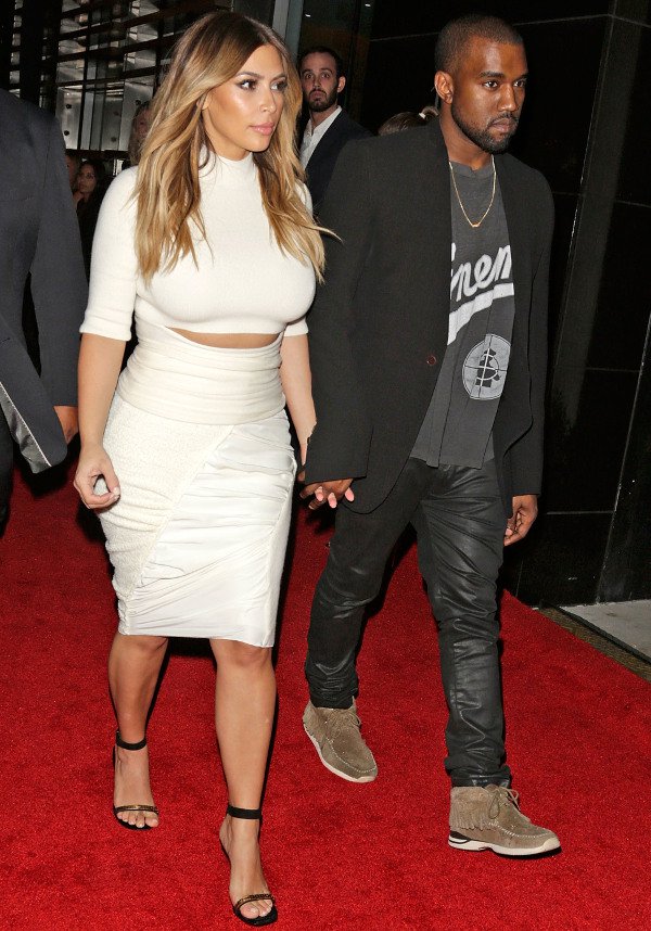 Kim Kardashian and Kanye West at Gelila Wolfgang Puck’s Dream for Future Africa Foundation honoring Vogue Italia Editor-In-Chief Franca Sozzani at Spago in Beverly Hills on October 24, 2013