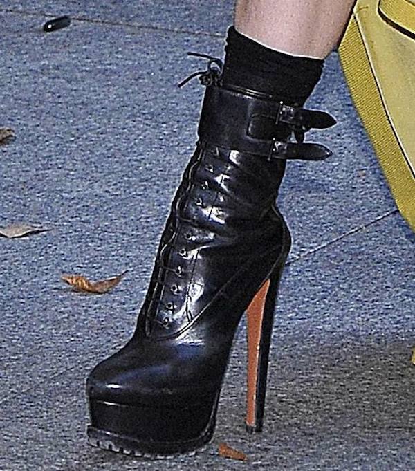 Lady Gaga completes her look with familiar lace-up platform boots from Azzedine Alaïa